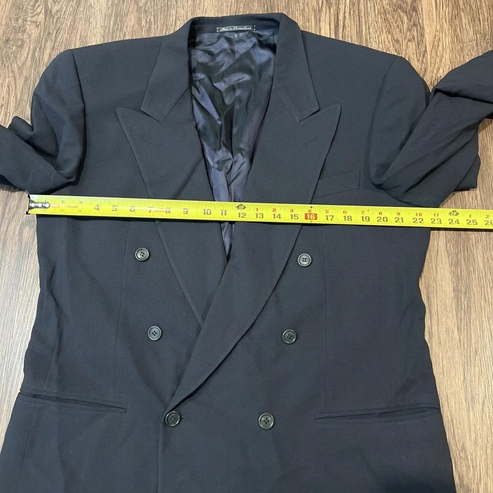 Ermenegildo Zegna Soft Double Breasted Navy Blue Wool Blazer Size 54L  Wool READ